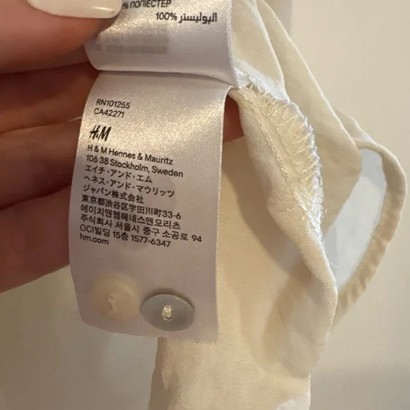 H&M cream button down peasant blouse | bohemian ivory blouse fall fashion sz 12 - Picture 5 of 7